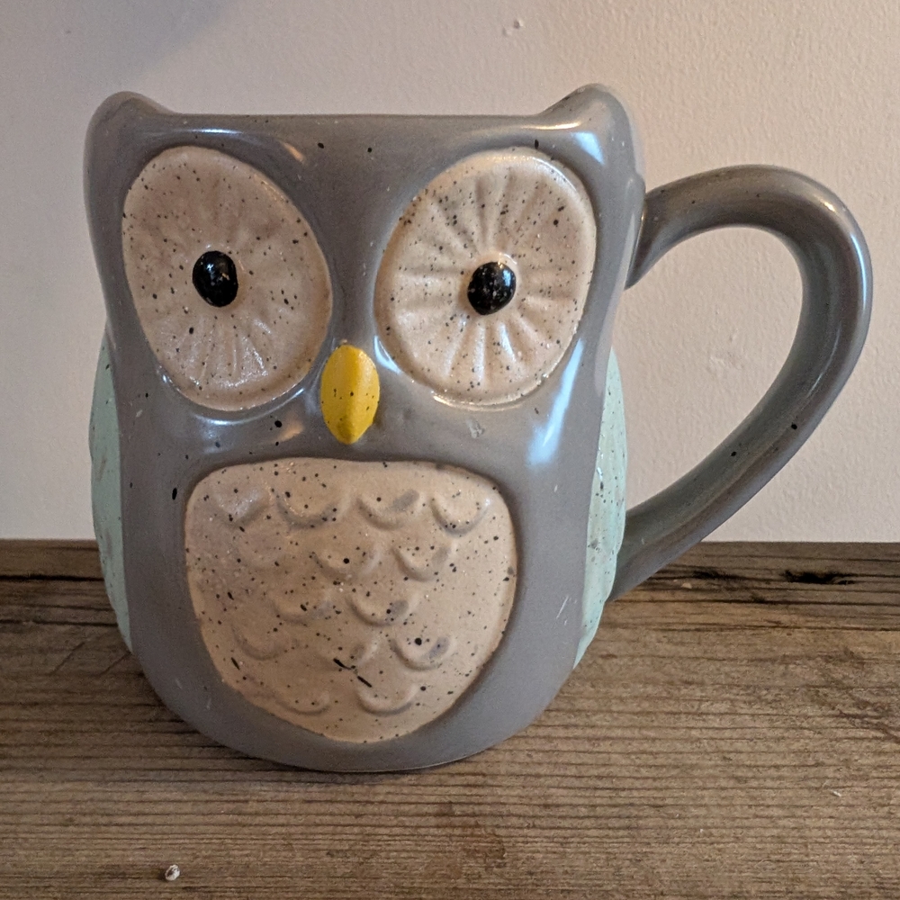 Indigo Ceramic Mug with Owl Design